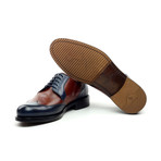 LORENS // Perforated Wingtip Derby // Navy + Cognac (Euro: 42)