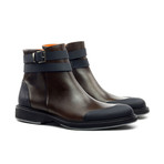 Buckled Cap-Toe Chelsea Boot // Brown + Black (Euro: 46)