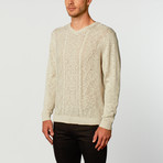 Textured Fisherman V-Neck Sweater // Grey (XL)
