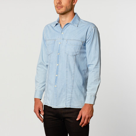 Washed Denim Shirt // Ice Blue (S)