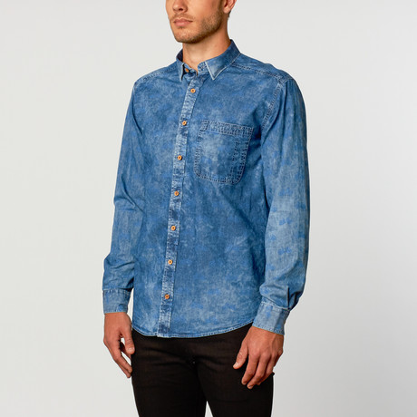 Washed Denim Long-Sleeve Shirt // Indigo (S)