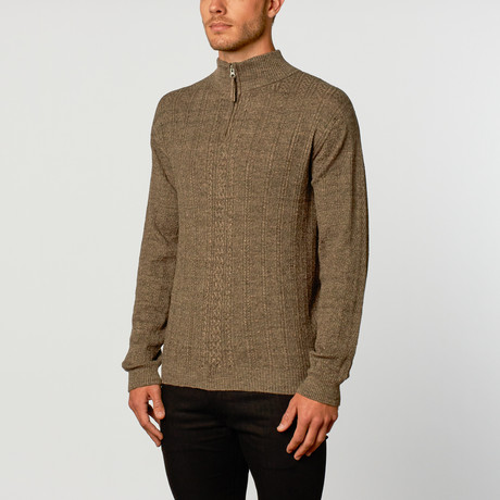Long-Sleeve Zip Sweater // Dark Wood (S)