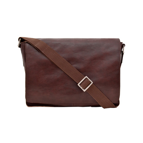 Fred // Leather Messenger (Black)