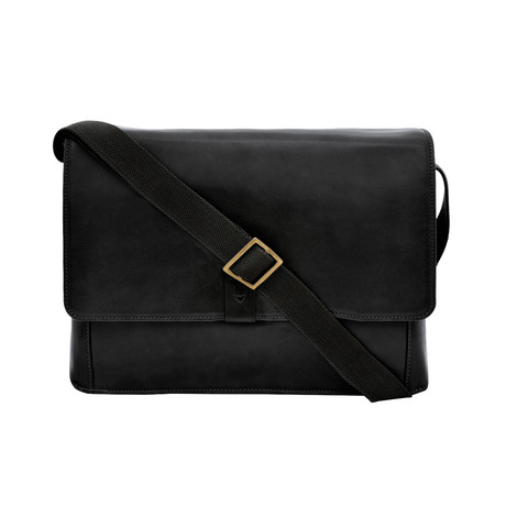 Aiden // Leather Messenger (Black)