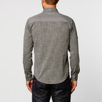 Blocked Textured Chambray Button-Up Shirt // Black (M)