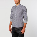 Medium Stripe Button-Up Shirt // Navy (M)