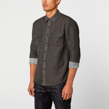 Abstract Dot Button-Up Shirt // Black (S)