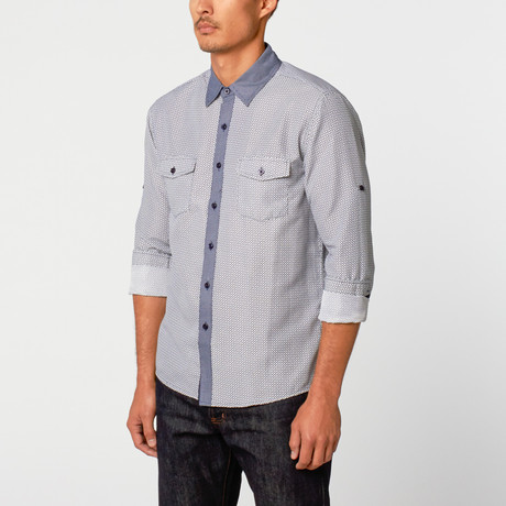 Speckled Button-Up Shirt // Blue (S)