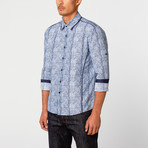 Crackle Button-Up Shirt // Navy (XL)