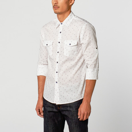 Abstract Triangle Button-Up Shirt // White (S)