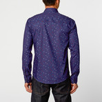 Abstract Triangle Button-Up Shirt // Navy (L)