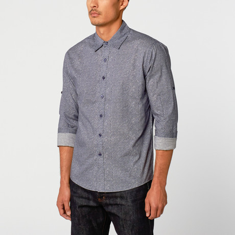 Speckled Squares Button-Up Shirt // Blue (S)