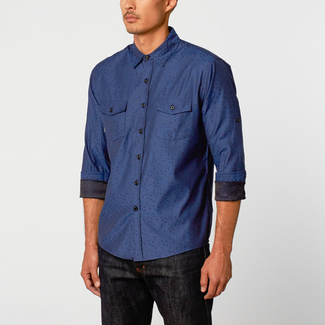 Geo Triangle Button-Up Shirt // Navy (S)