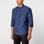 Geo Triangle Button-Up Shirt // Navy (2XL)