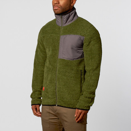 Steamboat Sherpa Fleece Jacket // Olive (S)