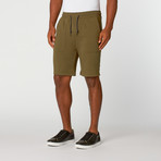 Overton Workshop // Sandy Fleece Short // Military Olive (M)