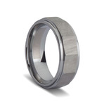 Slated Brushed Tungsten Ring // Silver (Size 8)