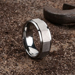 Slated Brushed Tungsten Ring // Silver (Size 8)