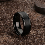 Gunmetal Scratched Ring // Matte Black (Size 8)