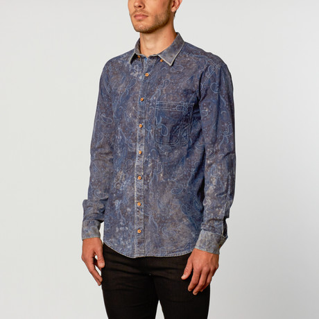 Washed Denim Shirt // Blue Paisley (S)