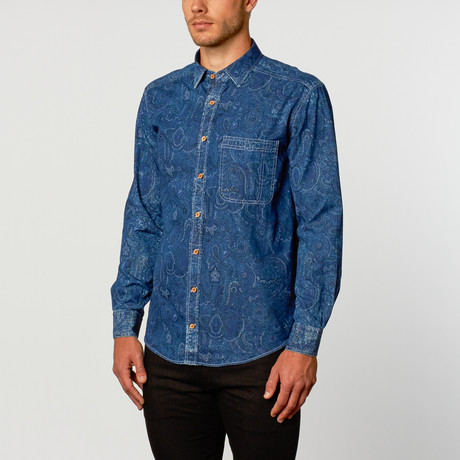 Washed Denim Shirt // Indigo Paisley (S)