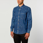 Washed Denim Shirt // Indigo Paisley (L)