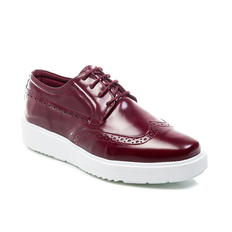 Patent Leather Oxford Sneaker // Bordeaux + White (Euro: 40)