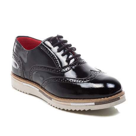 Patent Leather Bold Oxford // Black + White (Euro: 40)