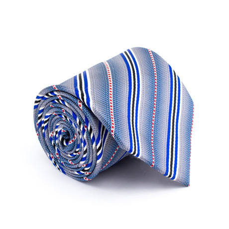 Vintage Hermes Tie // Blue + Cream + Black Stripes