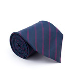 Vintage Hermes Tie // Navy + Red Stripe