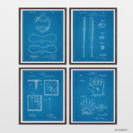 Baseball Patent Collection // 4 Print Set // Blueprint (8"W x 10"H)