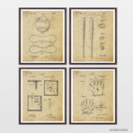 Baseball Patent Collection // 4 Print Set // Antique Paper (8"W x 10"H)