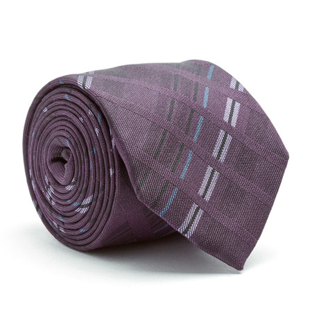 Title Of Work // Plaid Contrast Stripe Tie // Purple + Light Purple
