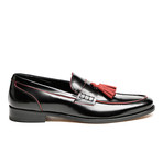 Leather Tassel Moccasin // Black + Red (Euro: 42)