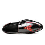 Leather Tassel Moccasin // Black + Red (Euro: 42)