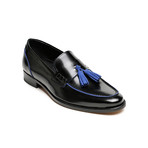 Del Re Shoes // Leather Tassel Moccasin // Black + Blue (Euro: 40)