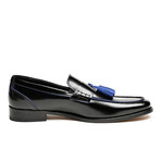 Del Re Shoes // Leather Tassel Moccasin // Black + Blue (Euro: 45)