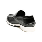 Thick Sole Penny Loafer // Black + White (Euro: 43)