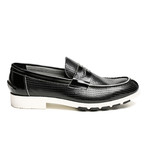 Thick Sole Penny Loafer // Black + White (Euro: 42)
