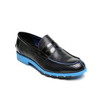 Thick Sole Penny Loafer // Black + Blue (Euro: 40)