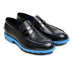 Thick Sole Penny Loafer // Black + Blue (Euro: 42)