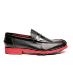 Thick Sole Penny Loafer // Black + Red (Euro: 41)