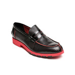 Thick Sole Penny Loafer // Black + Red (Euro: 41)