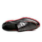 Thick Sole Penny Loafer // Black + Red (Euro: 41)