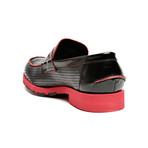 Thick Sole Penny Loafer // Black + Red (Euro: 41)