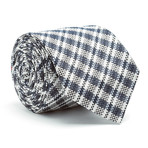 Pixelated Plaid + Straight Stripe Tie // Black + White
