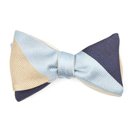 Right Angle Color Block Bow Tie // Light Blue + Taupe