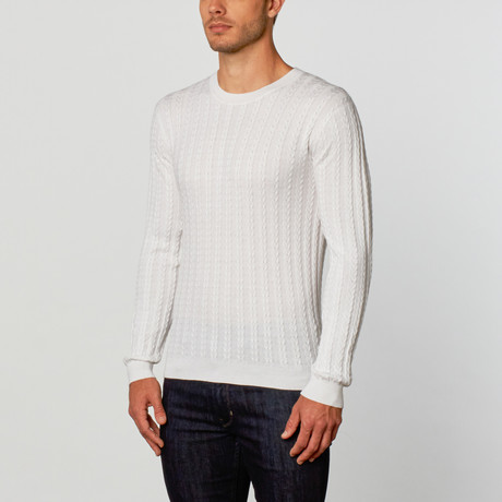 Cashmere Blend Cable Crew // Sky (S)