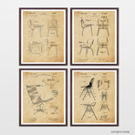 Eames Chairs Patent Collection // 4 Print Set // Antique Paper (8"W x 10"H)