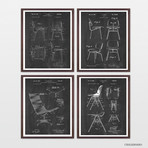 Eames Chairs Patent Collection // 4 Print Set // Chalkboard (8"W x 10"H)